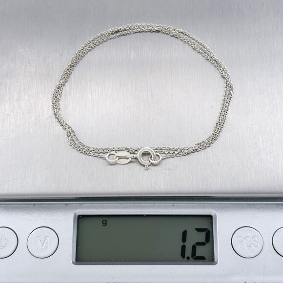 Vintage NVC Sterling Silver 925 0.7mm Chain Link Chain Necklace 19" - Picture 3 of 3